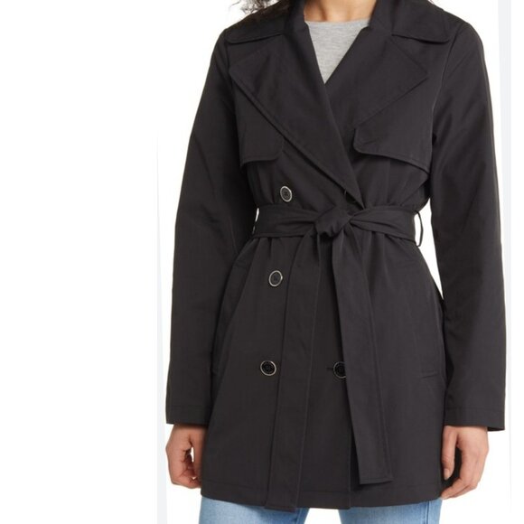Via Spiga Black Belted Trench Coat in Medium - Picture 1 of 6